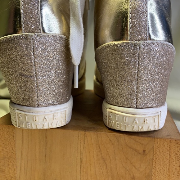 Stuart Weitzman Champaign Gold wedge sneakers - Picture 3 of 16